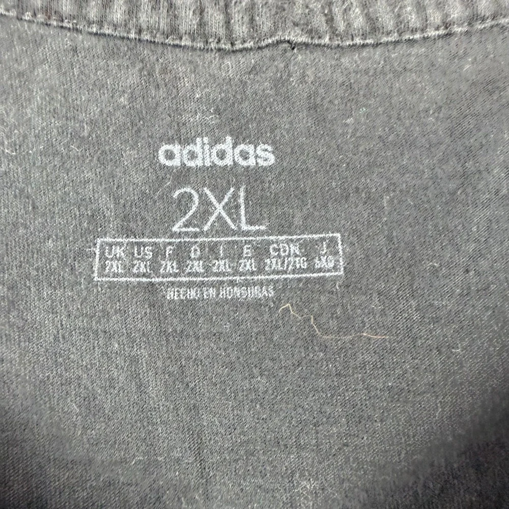 Adidas T-Shirt Men's 2XL Black Short Sleeve Box Logo Graphic Tee Cotton
